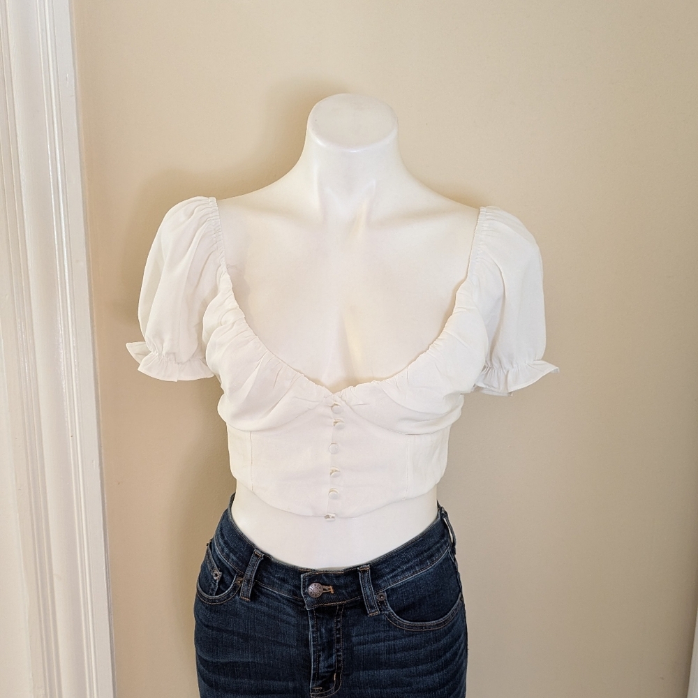 Princess Polly xx white cropped top size 8
